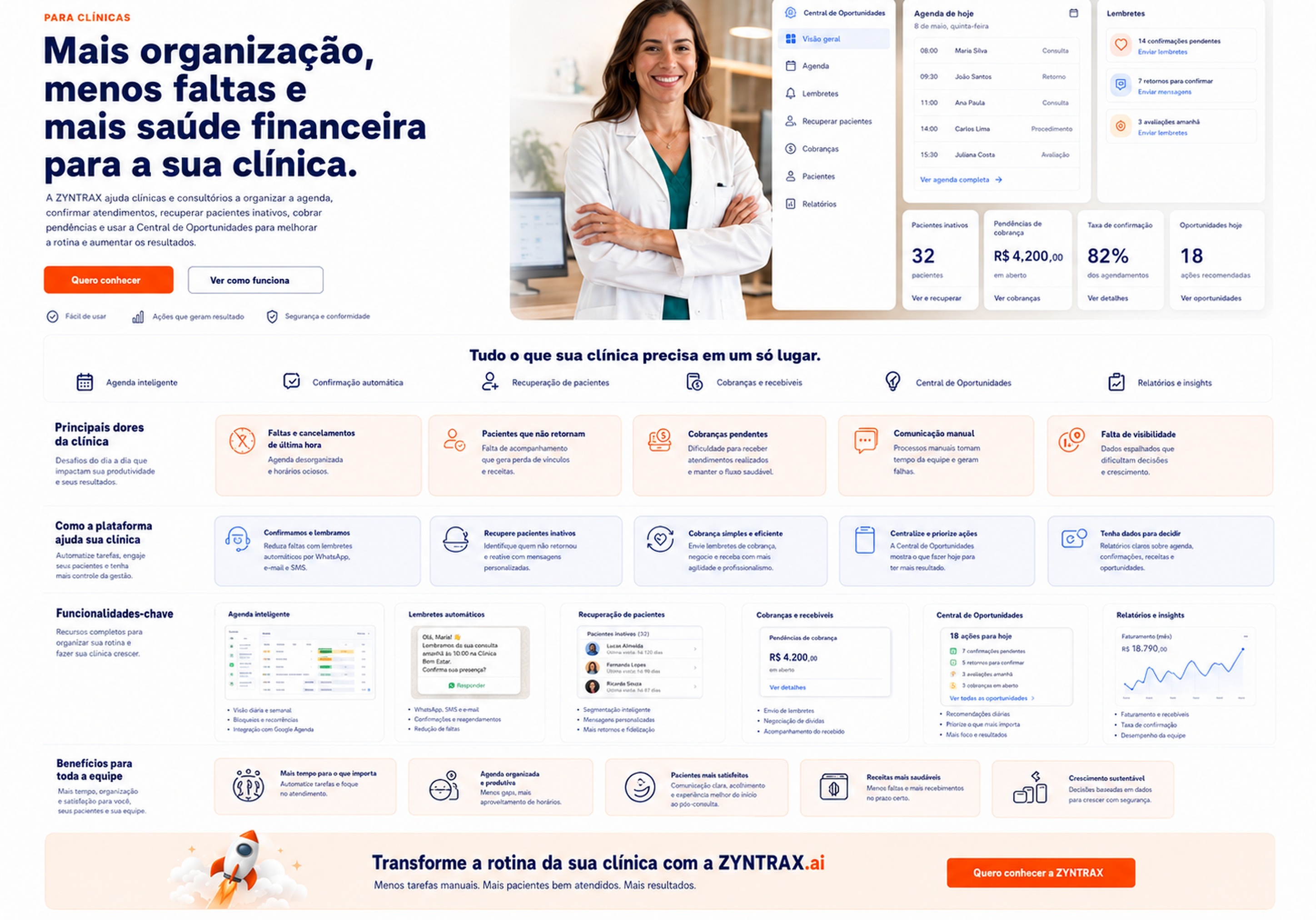Pagina da ZYNTRAX.ai para clinicas